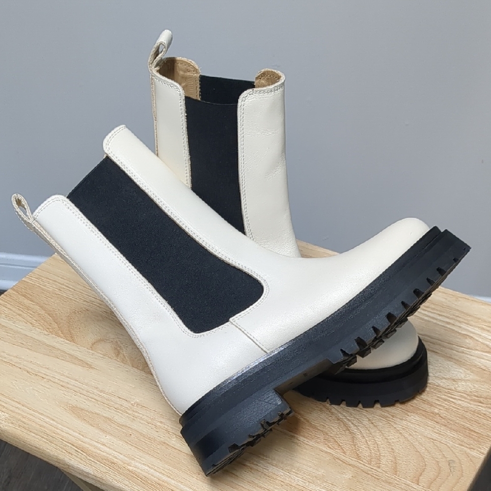 & Other Stories Cream and Black Chelsea Boots